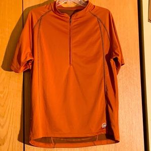 Zoic 1/2 zip orange cycling biking jersey men LARGE reflective details pocket